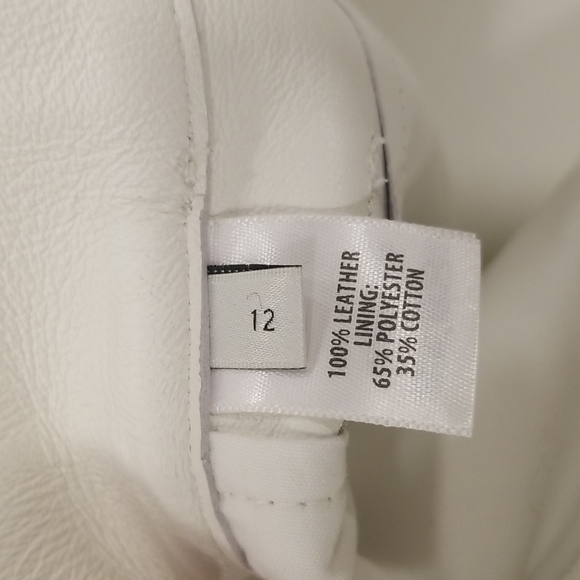 💕ST. JOHN💕 100% Leather Pants High Rise ~ Ecru White 12 NWOT - Picture 8 of 10